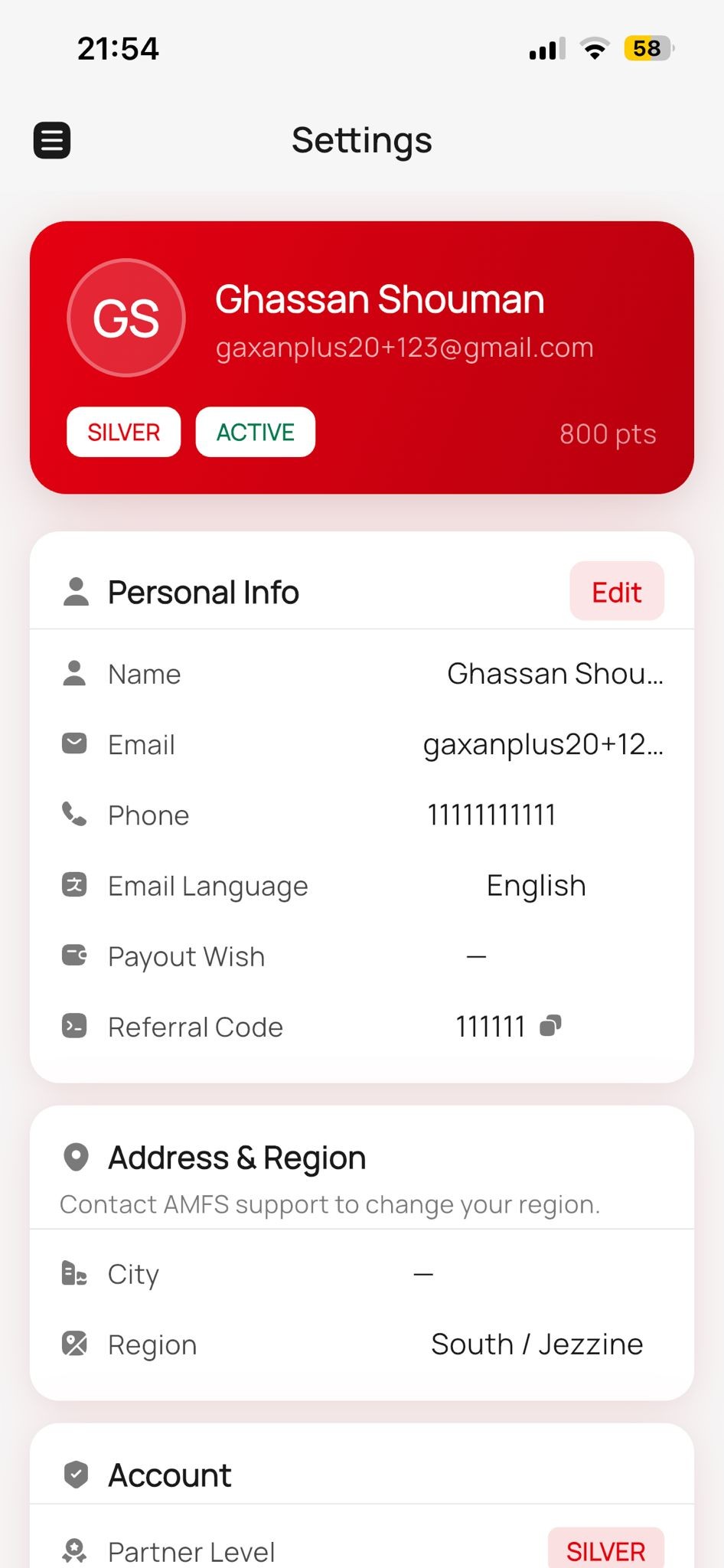 Settings & Profile